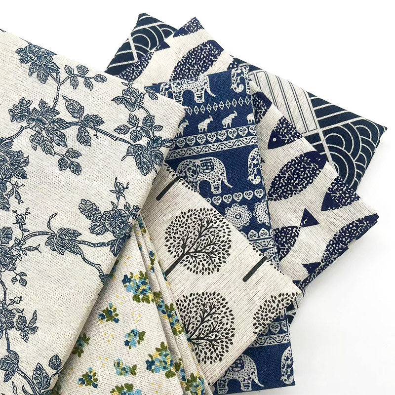 Linen Table Runner - Tissu en coton et lin bleu