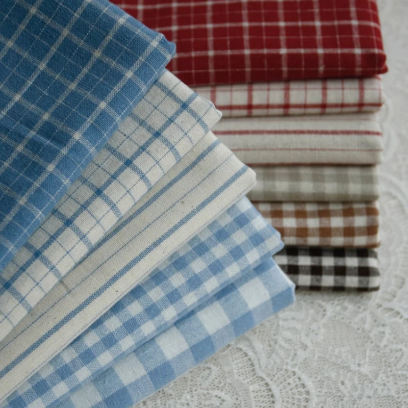 Linen Table Runner - Tissu en coton tissé rayé en