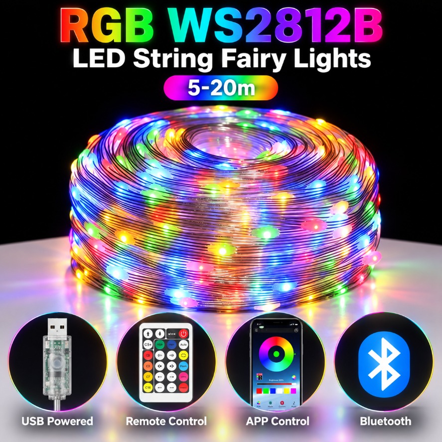 Home Decor Free App - Guirlande lumineuse LED RGB WS2812B de