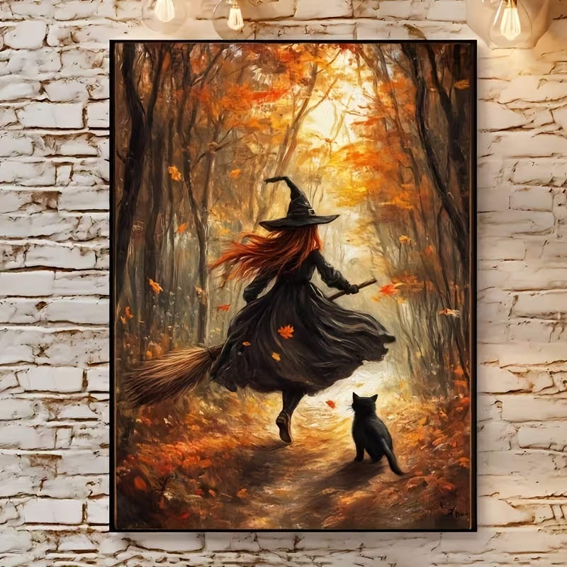 Home Decor Theme - Impression sur toile rétro d'une sorcière