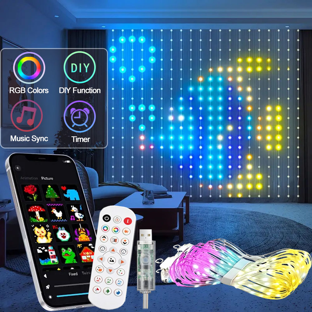 Home Decor Free App - Rideau lumineux LED intelligent, contrôle par