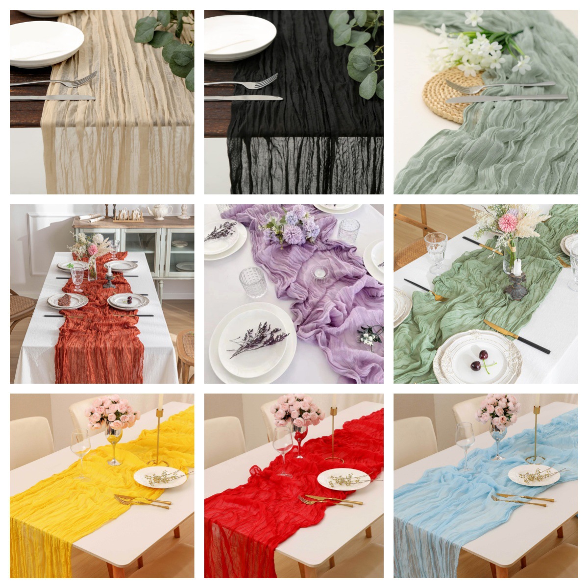 Chemin de table en gaze bohème - Linen Table Runner avis et prix