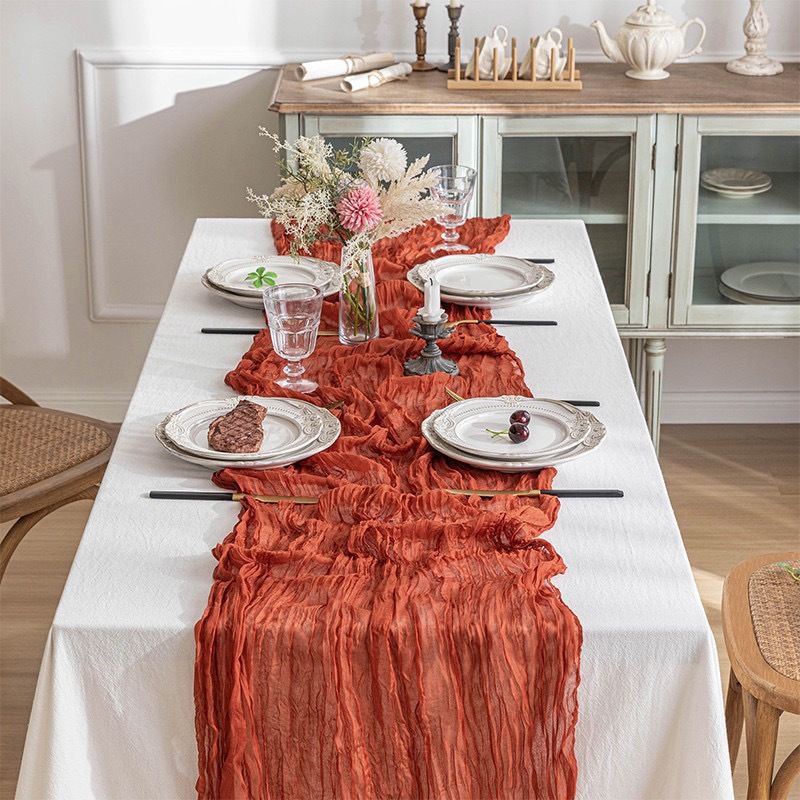 Chemin de table en gaze bohème - Linen Table Runner avis et prix