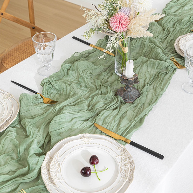 Chemin de table en gaze bohème - Linen Table Runner avis et prix
